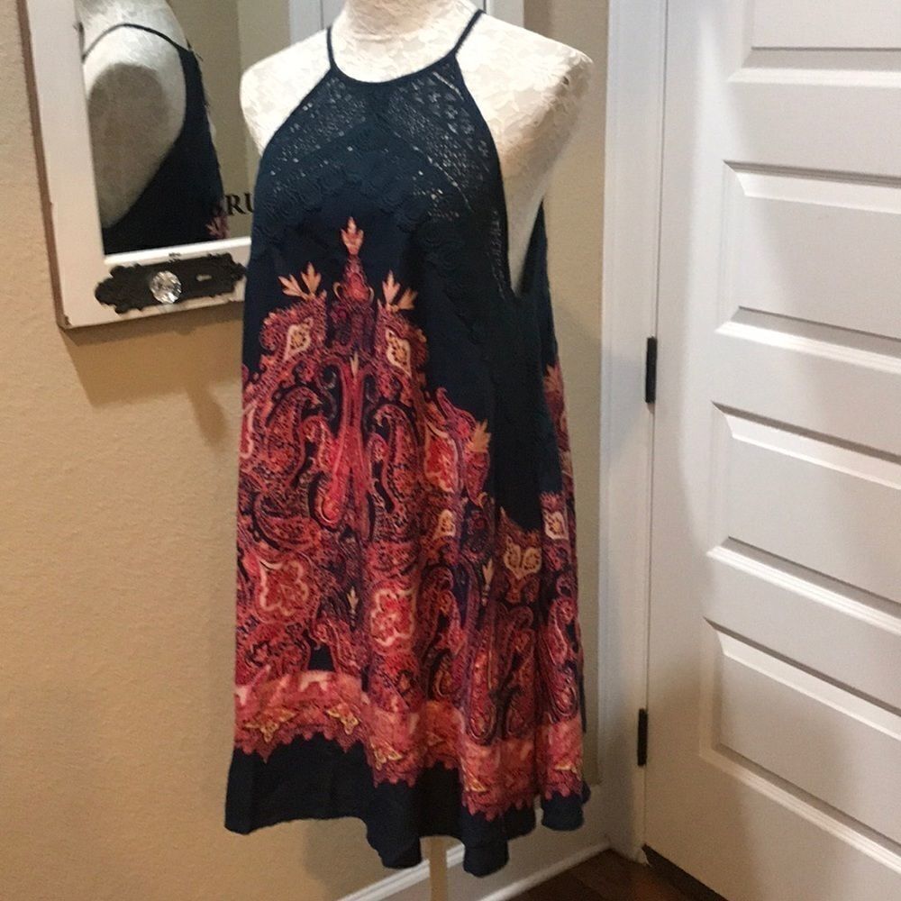 Free People  Intimately Navy Paisley‎ Sz M